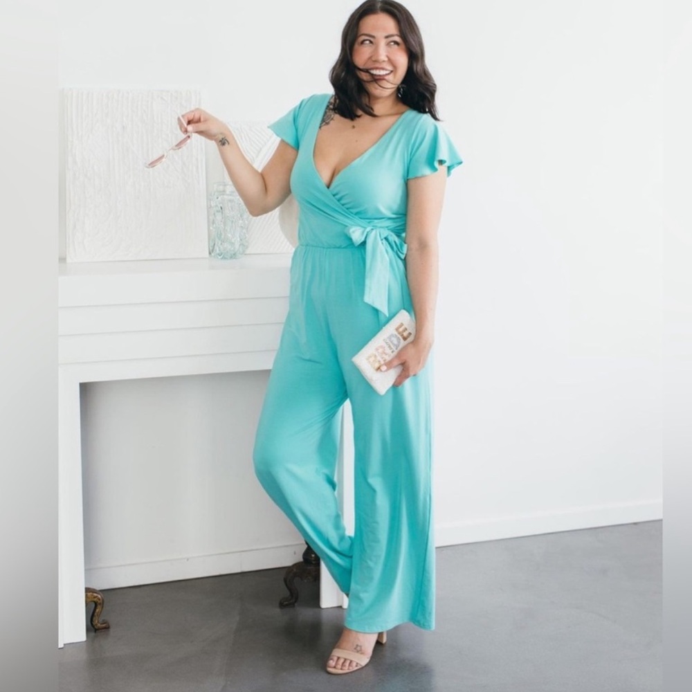 ❤️Smash + Tess Knotty 'Something Blue' Jumpsuit - stretchy and soft - size Mediu
